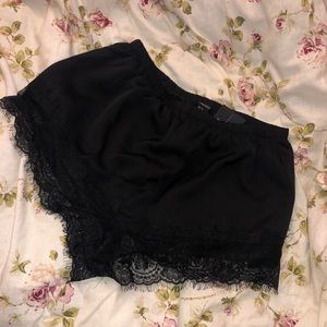 Black lace teddy silk shorts